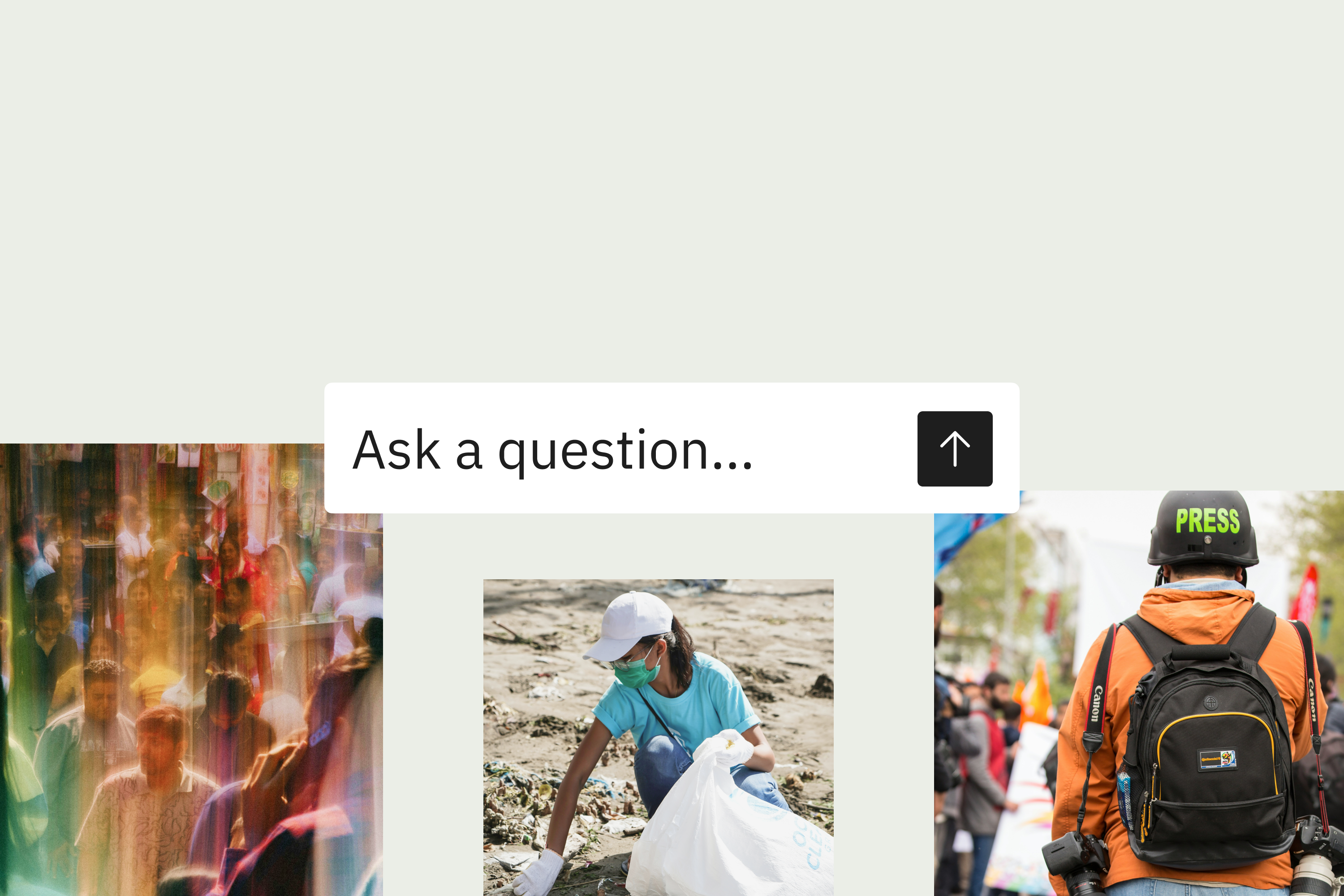 A question search bar on a purple background with white scribbled lines